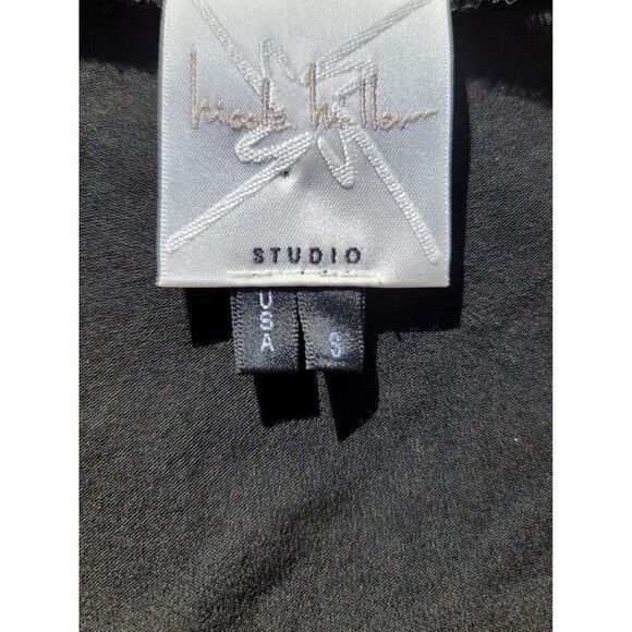 Vtg Witchy Long Statement Sleeve Ruched Knotted Jersey Knit Bodycon Black Sz 6 - Picture 3 of 9